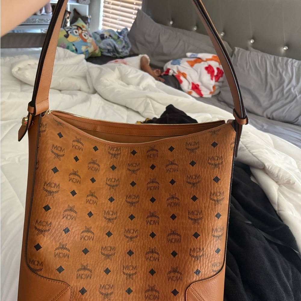MCM Tan Leather Shoulder Bag